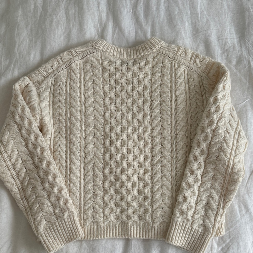 THEORY
Cable Knit Wool-Cashmere Aran Sweater Ivory M - Picture 8 of 11